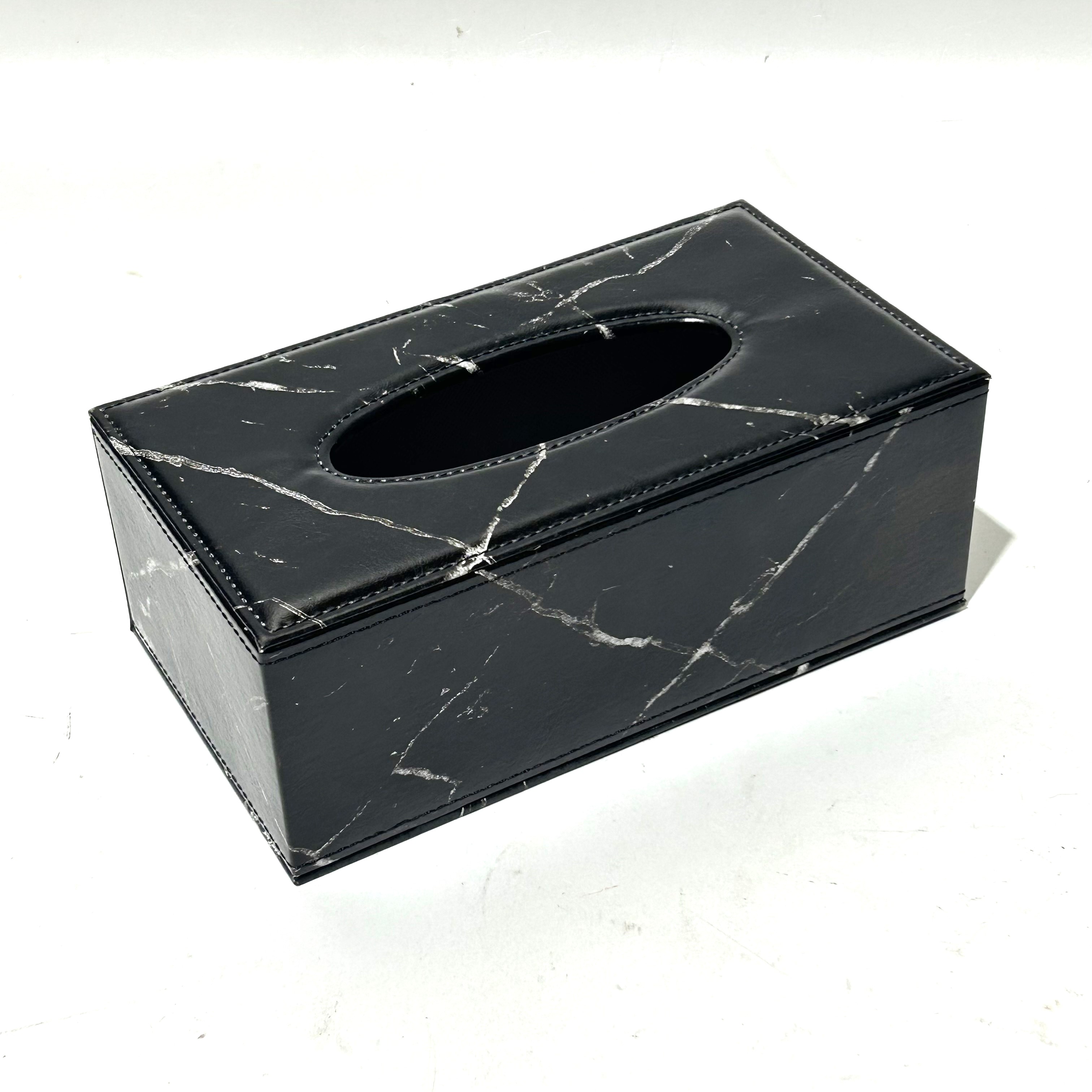 TISSUE BOX, Black Retro Marble Pattern